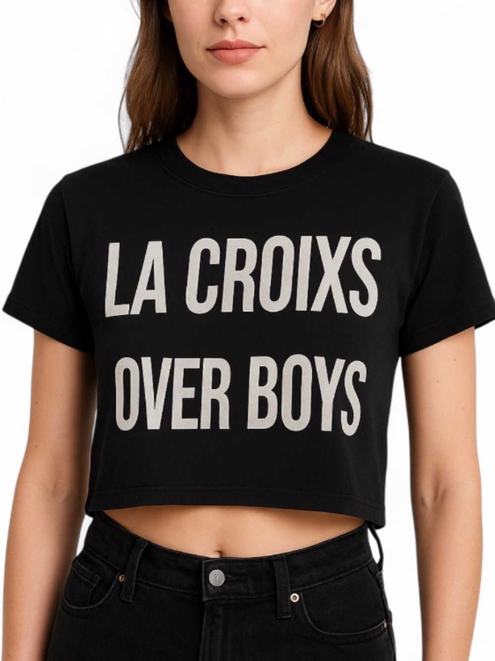 Black Crop Top “La Croixs Over Boys”